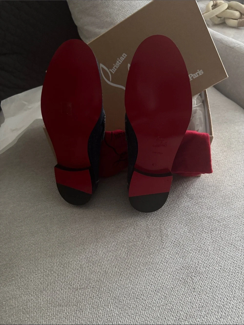 Christian Louboutin Dark Blue Denim Penny Loafers